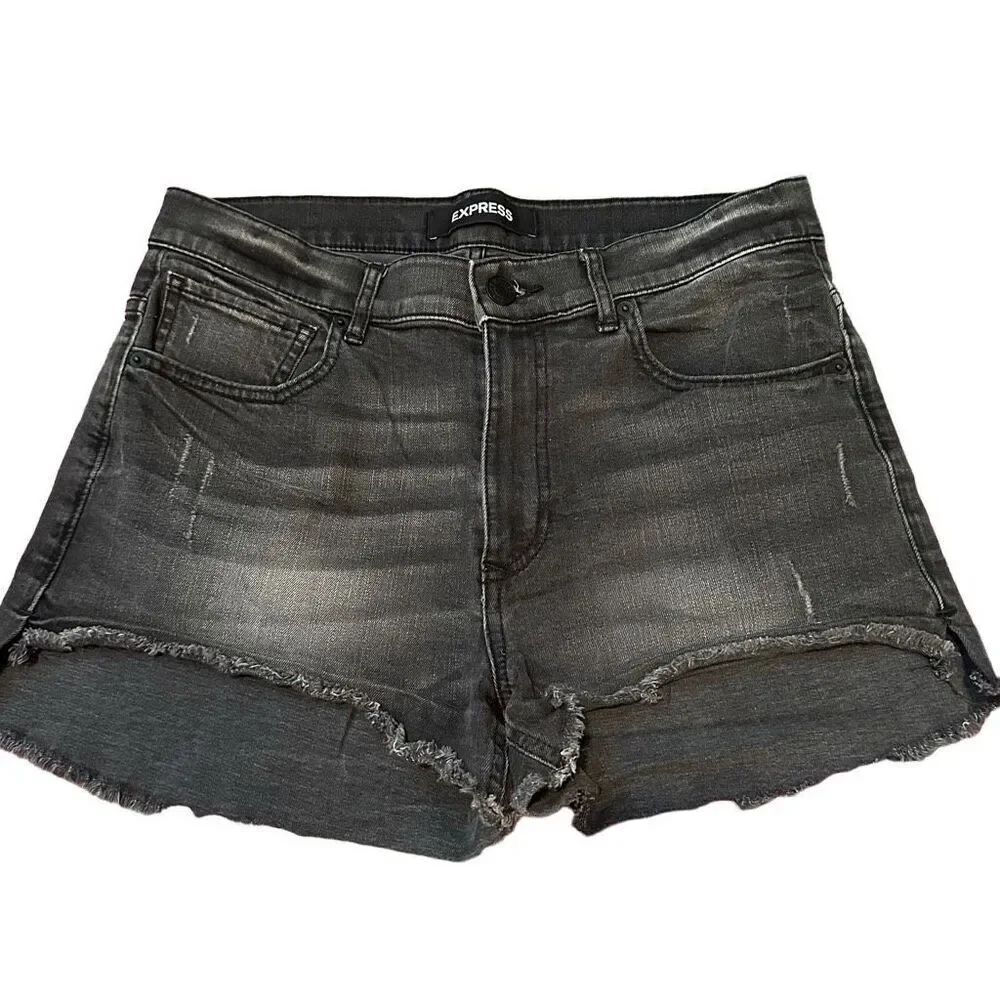 Express black denim cut off shorts- size 10